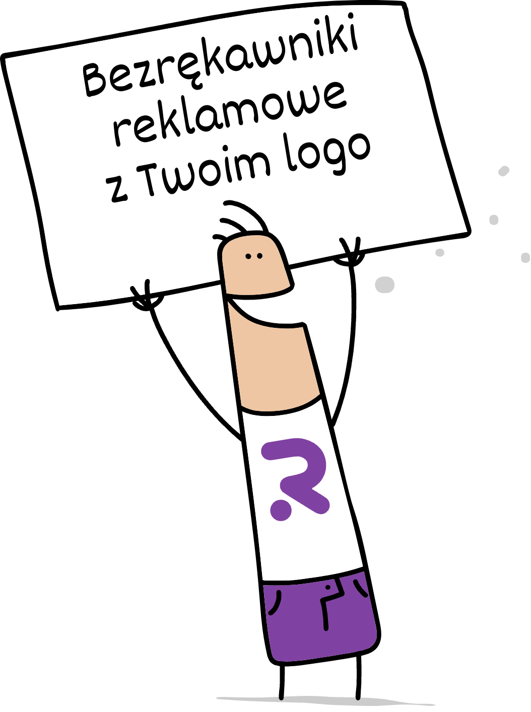 Buddy trzymający napis bezrekawniki reklamowe z Twoim logo